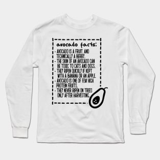 Avocado Toast Facts Funny Cute Vegan Graphic Gift Fun Meme Long Sleeve T-Shirt